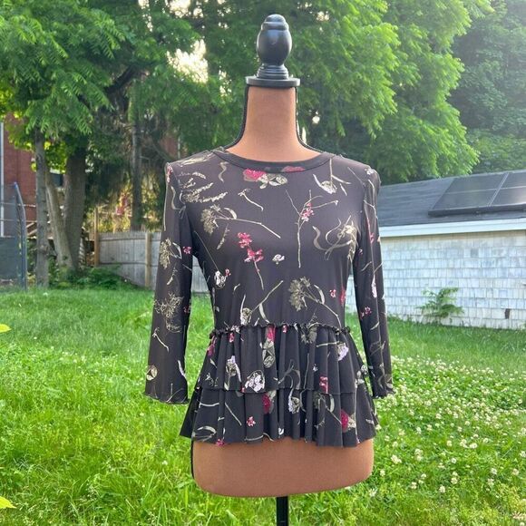 Urban Outfitters, Out from Under Sheer 3/4 Sleeve Peplum Ruffled Top Medium - Picture 1 of 6